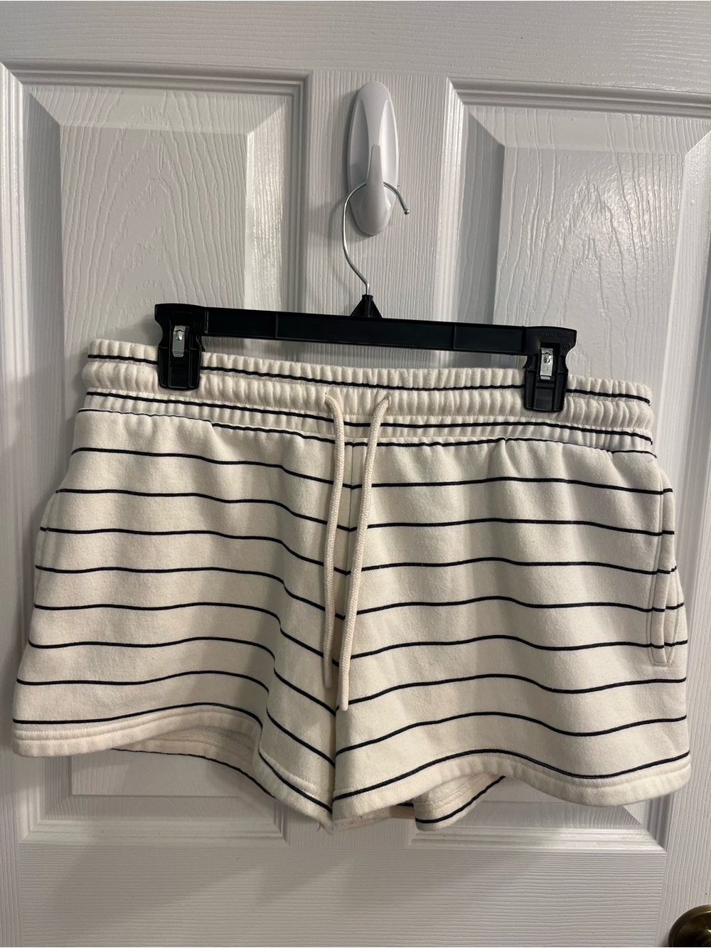 Universal Thread Cream and Black Striped Drawstring Shorts
